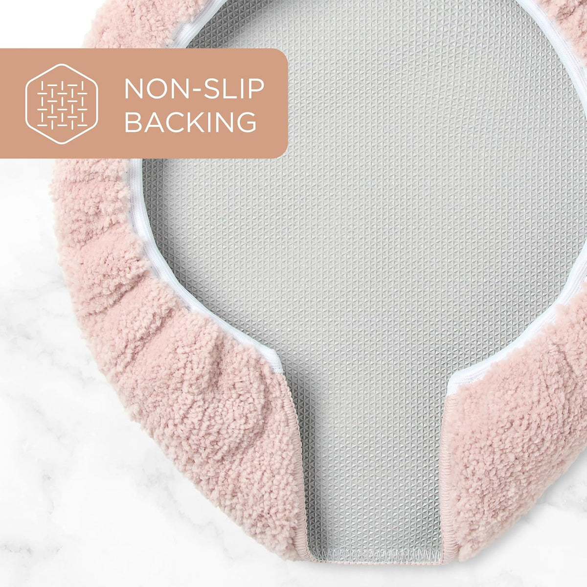 TOWN & COUNTRY EVERYDAY Ultra Plush Solid Tufted Toilet Lid Cover, Soft and Absorbent, Non-Slip Cover, Machine Washable, Blush, 18"x19"