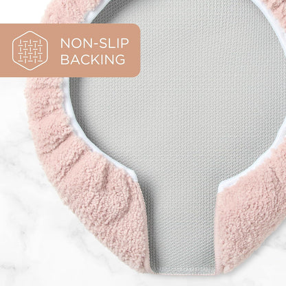 TOWN & COUNTRY EVERYDAY Ultra Plush Solid Tufted Toilet Lid Cover, Soft and Absorbent, Non-Slip Cover, Machine Washable, Blush, 18"x19"