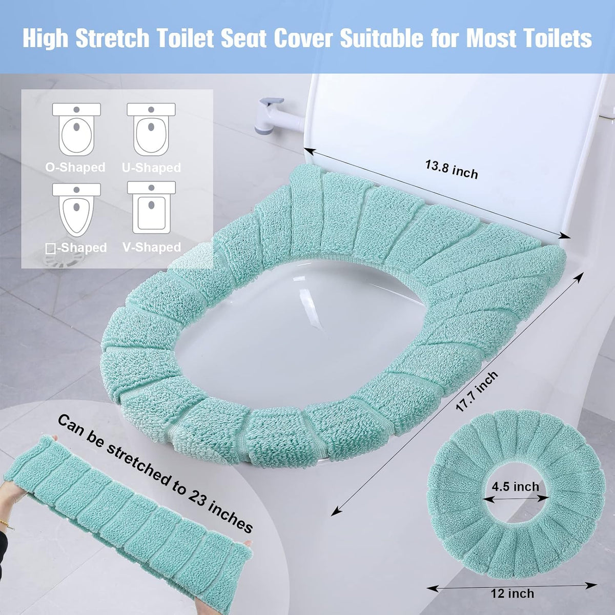 8 Pcs 11.8'' Thicker Bathroom Toilet Seat Cover Pads, Simple Colors