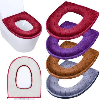 Riakrum 4 Pcs Toilet Seat Covers Warmer,Modern,Gray, Violet, Red, Brown