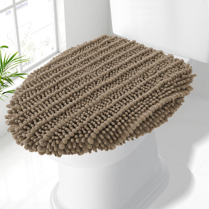 Smiry Soft Chenille Bathroom Toilet Lid Cover 17.5x15 Rubber Backing Covers