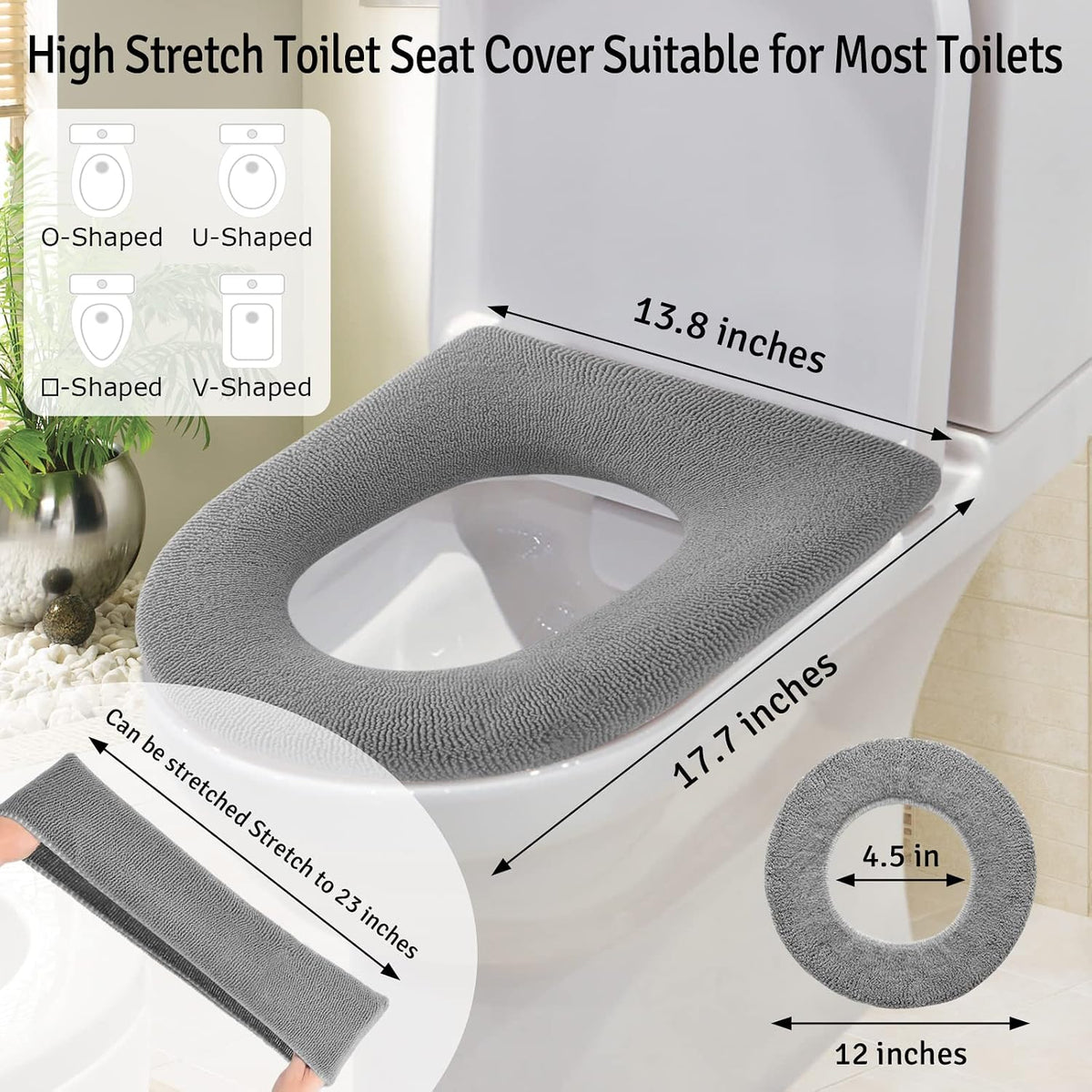 Legigo 5 Pack Toilet Seat Cover, Soft Toilet Seat Warmer Pads for Bathroom