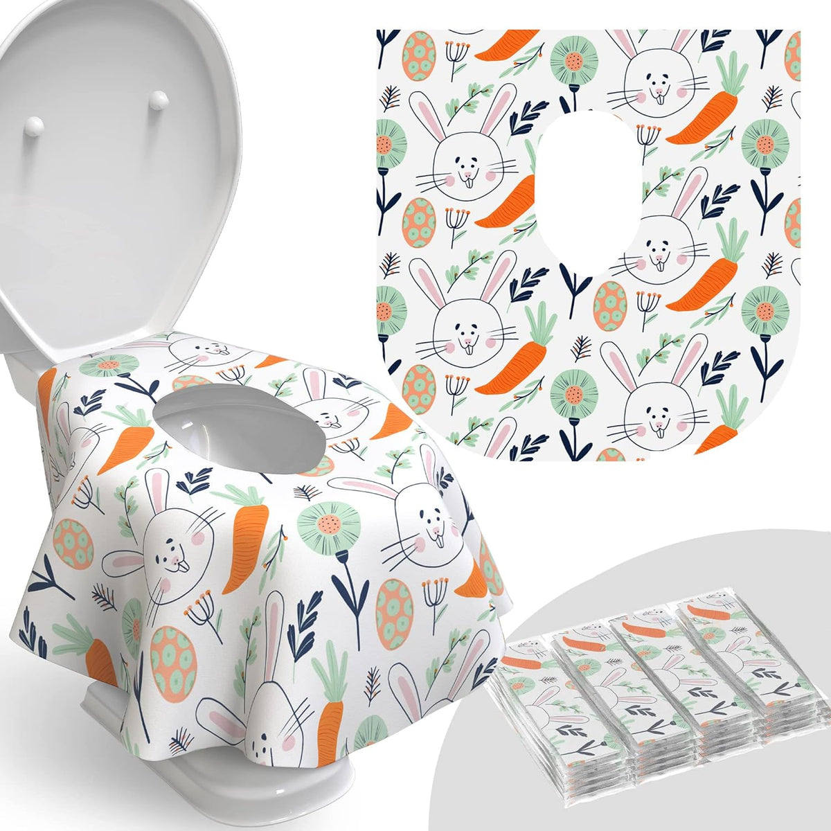 Relyo Disposable Toilet Seat Cover for Travel, Kids, 20 Pack, Bunny