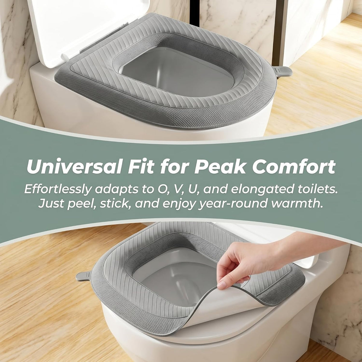 Waterproof Toilet Seat Cushion, 2026 New Toilet Seat Cover Pads - Soft Reusable EVA Cushion with Non-Slip Velcro. Universal, Washable & Portable for Home, Travel, Seniors Comfort. (Gray 2psc)