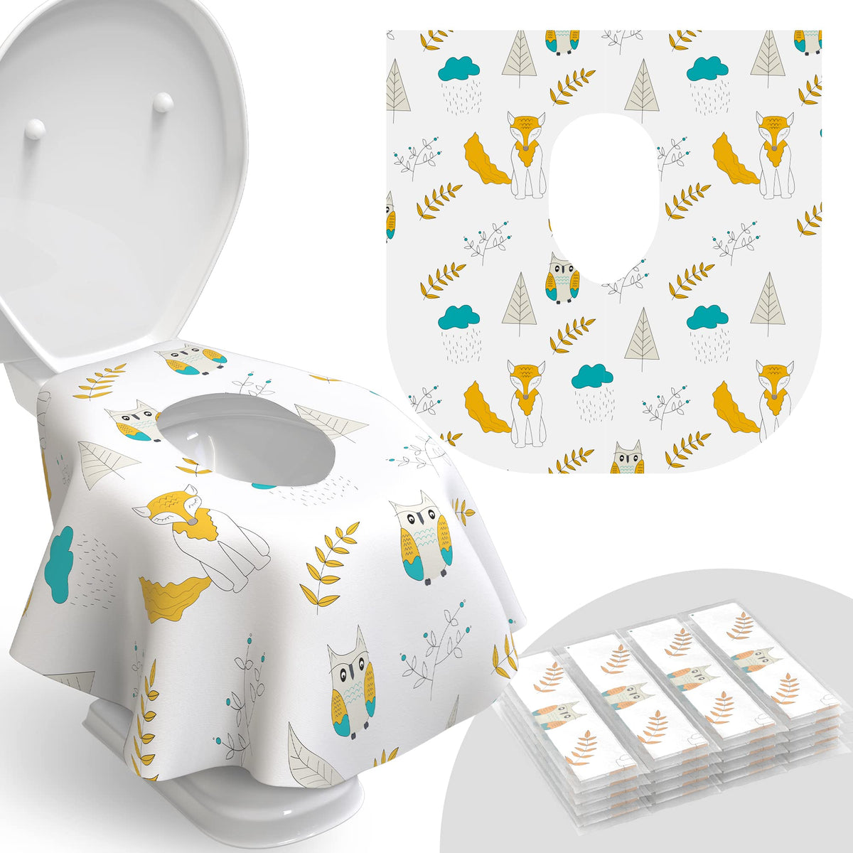 Relyo Disposable Toilet Seat Cover for Travel, Kids, 20 Pack, Bunny