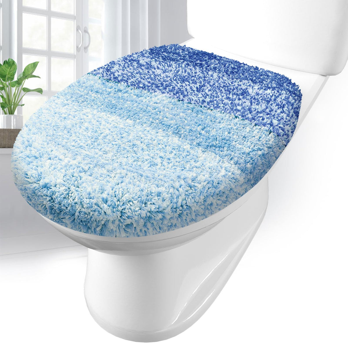 Arotive Soft Microfiber Bathroom Toilet Lid Cover, 17.5x15, Blue