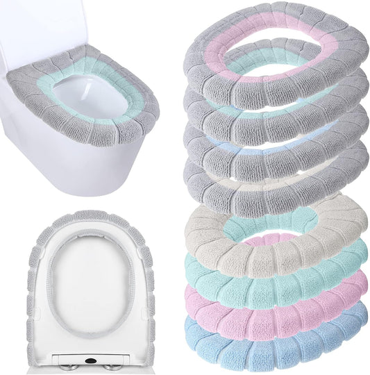 8 Pcs 11.8'' Thicker Bathroom Toilet Seat Cover Pads, Simple Colors