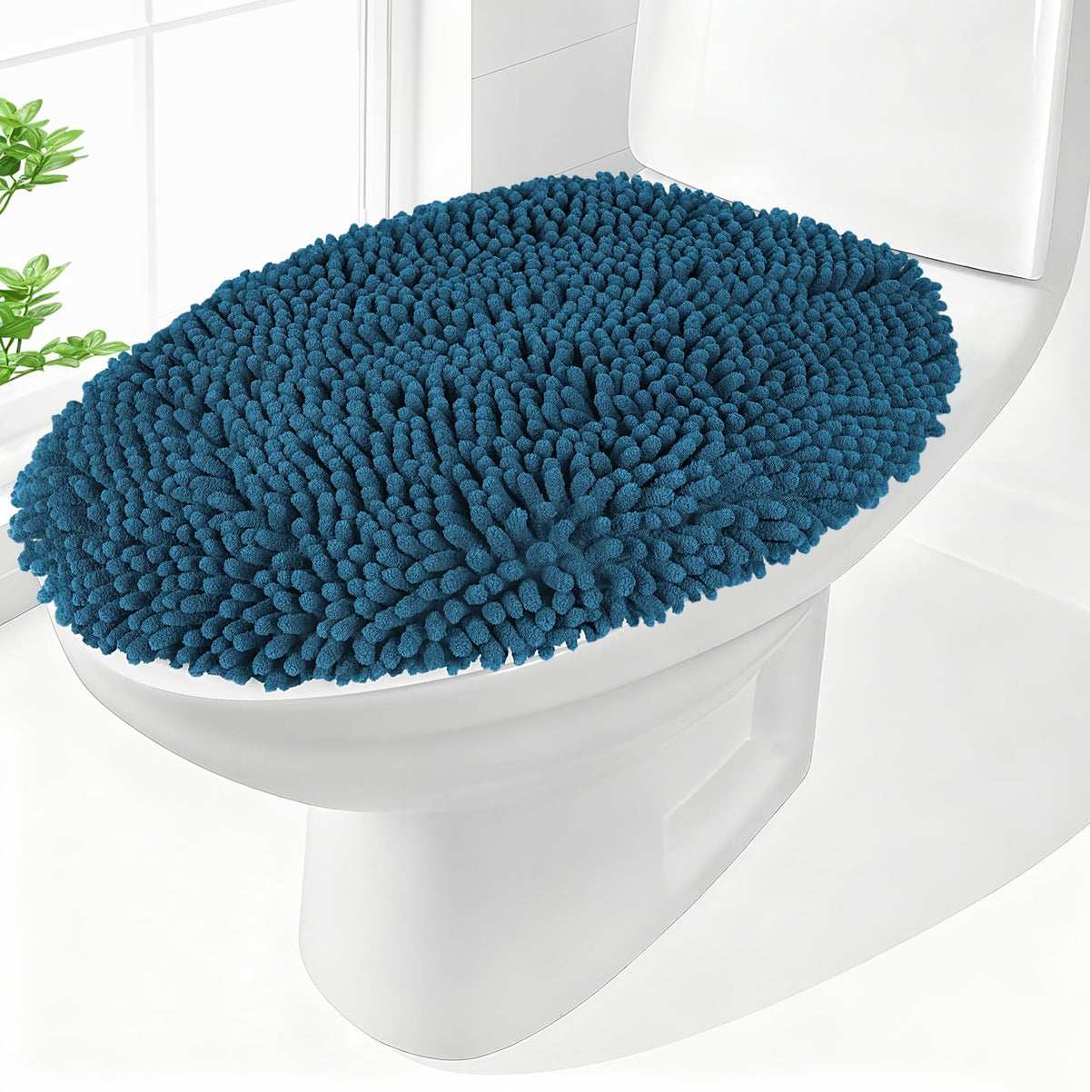 Chenille Elongated Toilet Seat Cover 19.5"x 15" Machine Washable