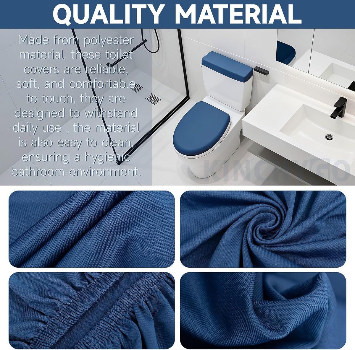 Toilet Lid Cover and Toilet Tank Lid Cover With Elastic Bottom