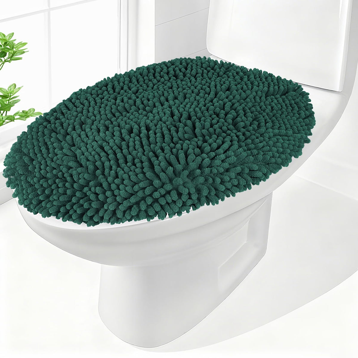 Chenille Elongated Toilet Seat Cover 19.5"x 15" Machine Washable