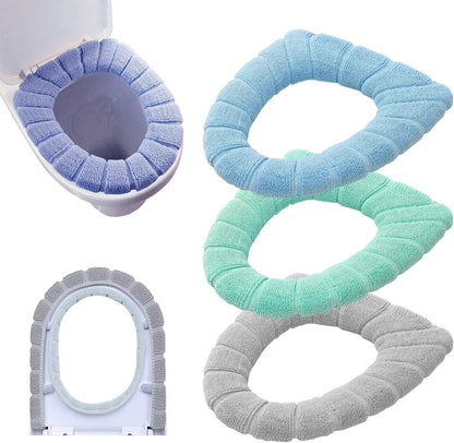 Warm Soft Toilet Seat Cover, Thick Stretchable Washable Bathroom Pad, 3PCS