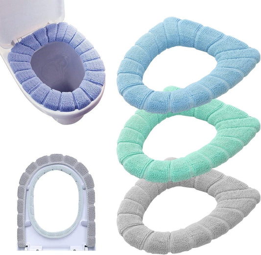 Warm Soft Toilet Seat Cover, Thick Stretchable Washable Bathroom Pad, 3PCS