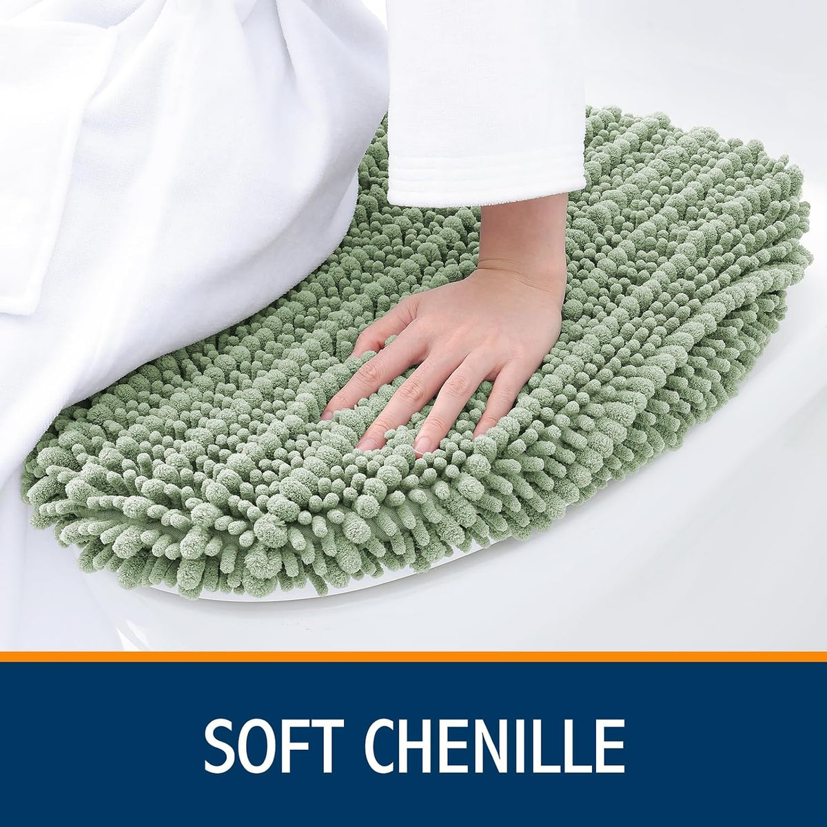 Smiry Soft Chenille Bathroom Toilet Lid Cover 17.5x15 Rubber Backing Covers
