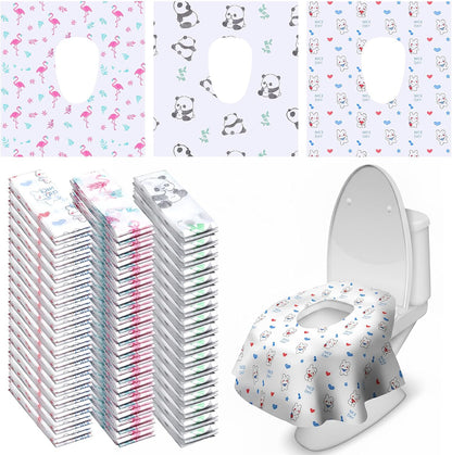 Dunzoom 100 Pack Disposable Toilet Seat Covers, Cute Animal Waterproof