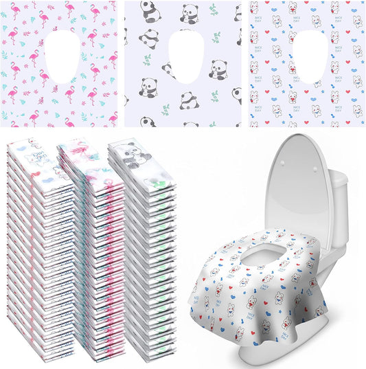 Dunzoom 100 Pack Disposable Toilet Seat Covers, Cute Animal Waterproof