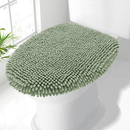 Smiry Soft Chenille Bathroom Toilet Lid Cover 17.5x15, Black