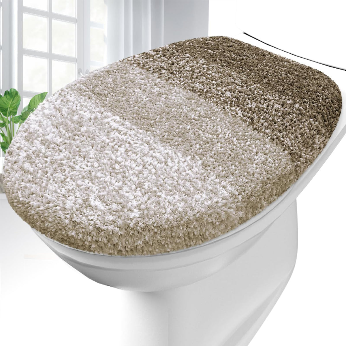 OLANLY Soft Microfiber Bathroom Toilet Lid Cover, 17.5x15, Gray