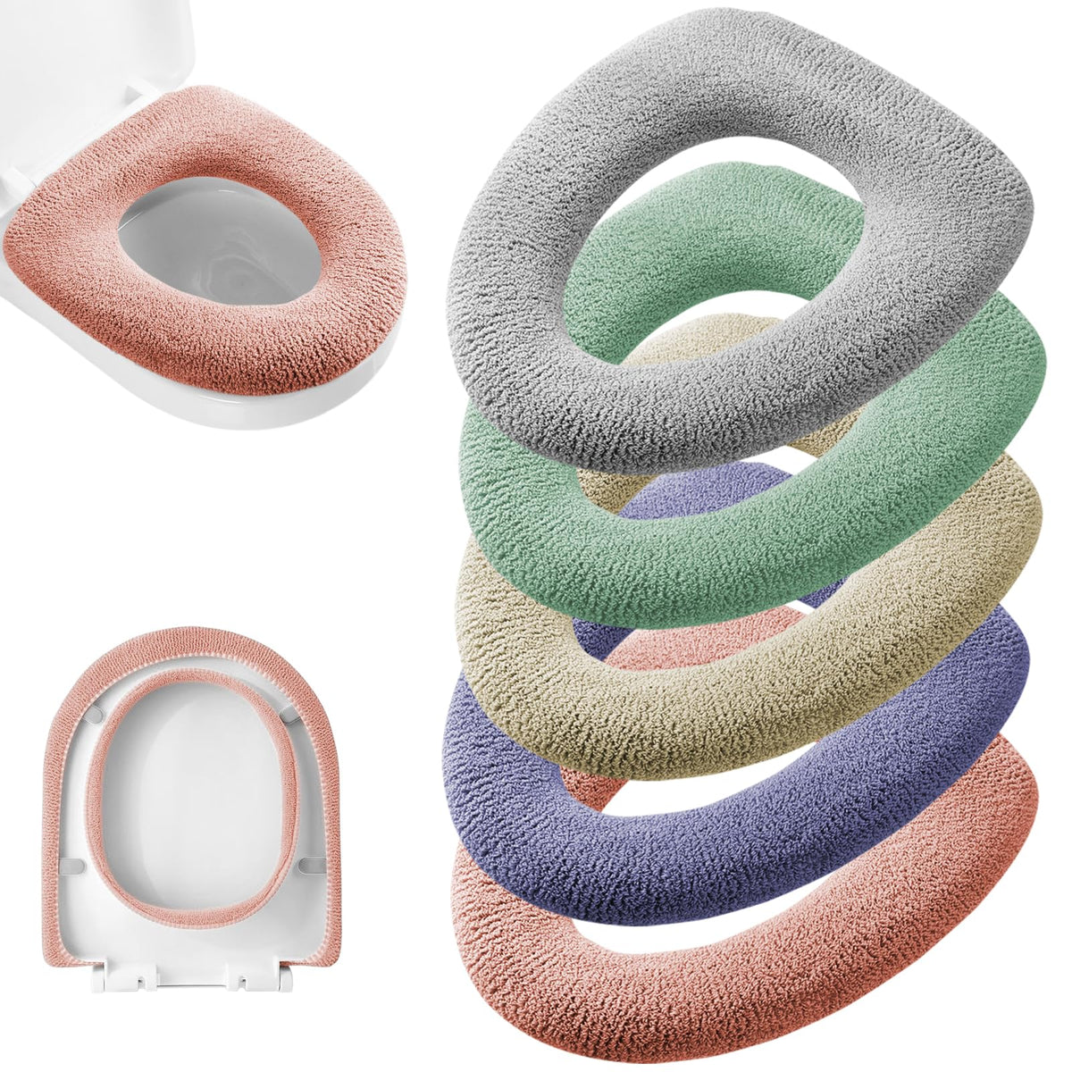 Legigo 5 Pack Toilet Seat Cover, Soft Toilet Seat Warmer Pads for Bathroom