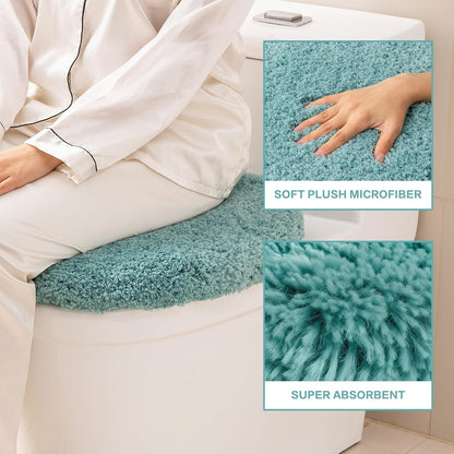 Microfiber Toilet Lid Cover, 17.5"x15" Fits Round Oblong and Elongated