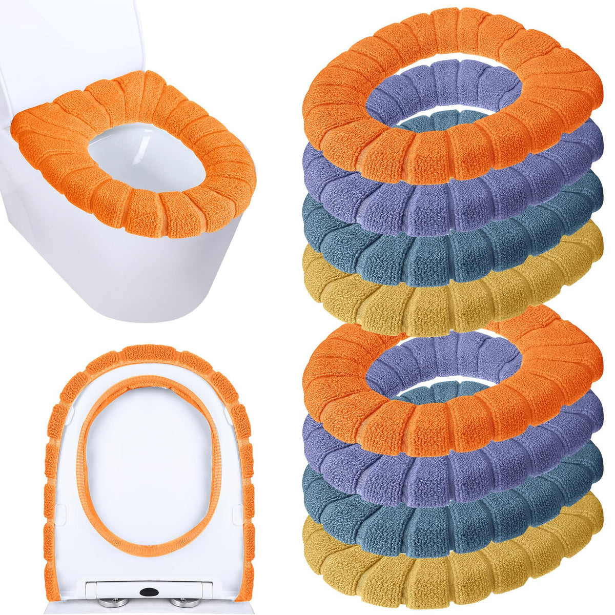 8 Pcs 11.8'' Thicker Bathroom Toilet Seat Cover Pads, Simple Colors