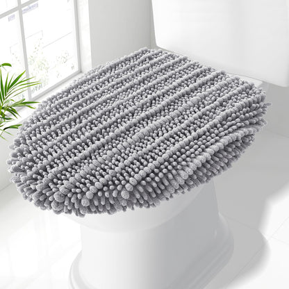 Smiry Soft Chenille Bathroom Toilet Lid Cover 17.5x15 Rubber Backing Covers