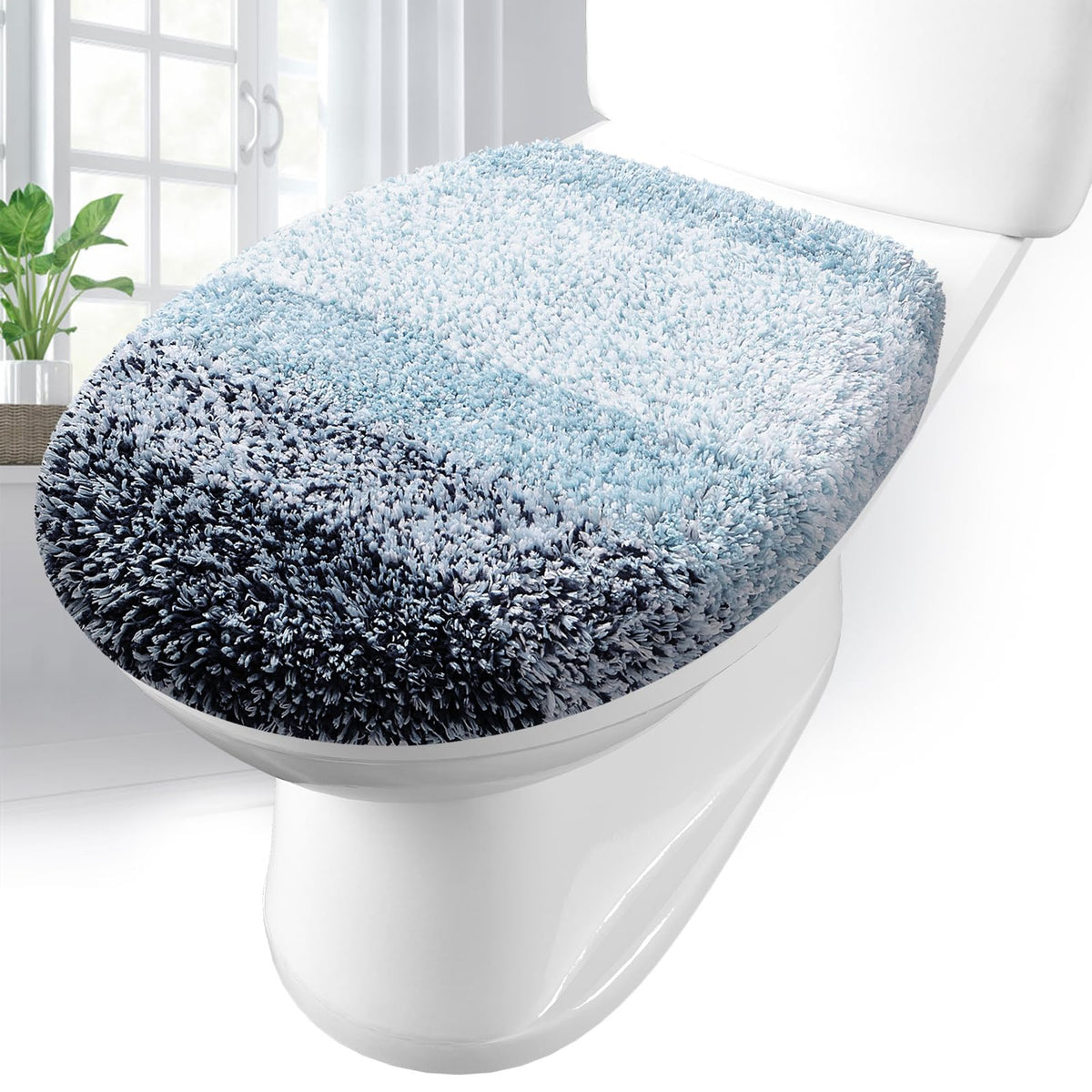 Arotive Soft Microfiber Bathroom Toilet Lid Cover, 17.5x15, Blue