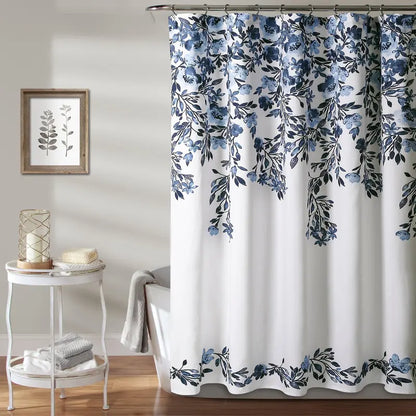 LUSH DÉCOR Shower Curtain Tanisha Floral Print, Lightweight Design, 72x72 inch, 100% Polyester Fabric, Machine Washable, for Bathroom & Guest Bathrooms