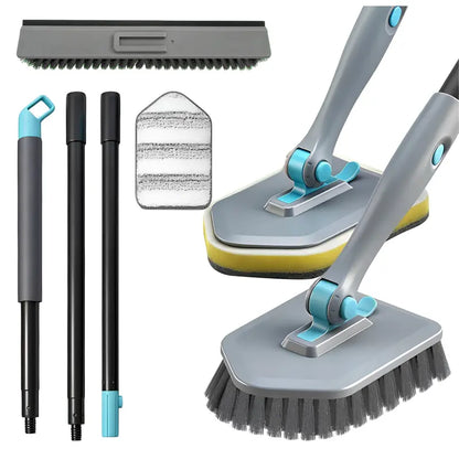 56-in Detachable EVA+Metal Pole Multifunctional Shower Scrubber Brush Set for Bathroom Owners, Removable Washable Adjustable Toilet Pad, Less Bending/Kneel, Cleans Bathtub Tile Grout Wall Floor, Wipes Glass Mirror Door Kitchen Surfaces