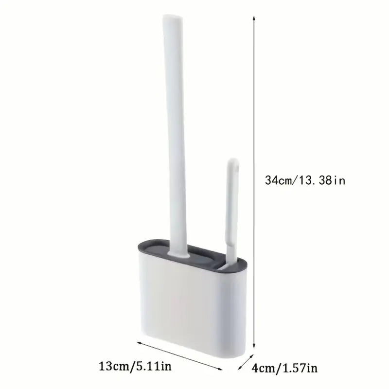 1set 2 Toilet Brushes & 1 Holder, Wall Mounted Toilet Brush And Holder Set For Bathroom, Flexible Toilet Bowl Brush Head With Silicone Bristles, Bathroom Accessories Soft Bristle