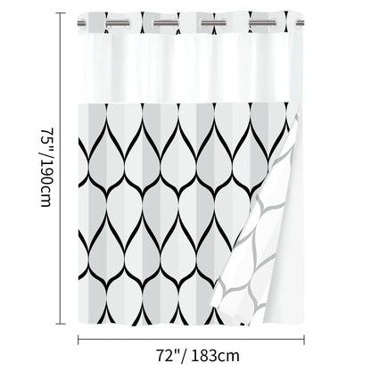 Double-Layer Waterproof Printed Machine Washable Shower Curtain, 1-Count Modern Geometric Bathroom Curtain with Removable Inner Lining, Shower Curtain Liner, Bathroom Decor Supplies, Home Goods, Bathroom Curtains Shower