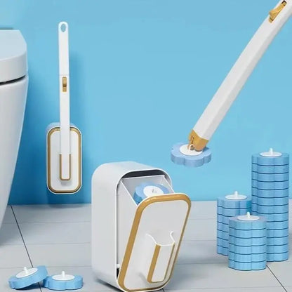 Wall-Mounted Toilet Wand Kit - Eco-Friendly Plastic Disposable Cleaning System with Sponge, 36 Replaceable Heads, Easy Swap, Plunger, Grey, Lavender & Ocean Scents, Adhesive Tape Install, Space-Saving Upgraded Toilet Brush Set for Modern Bathrooms