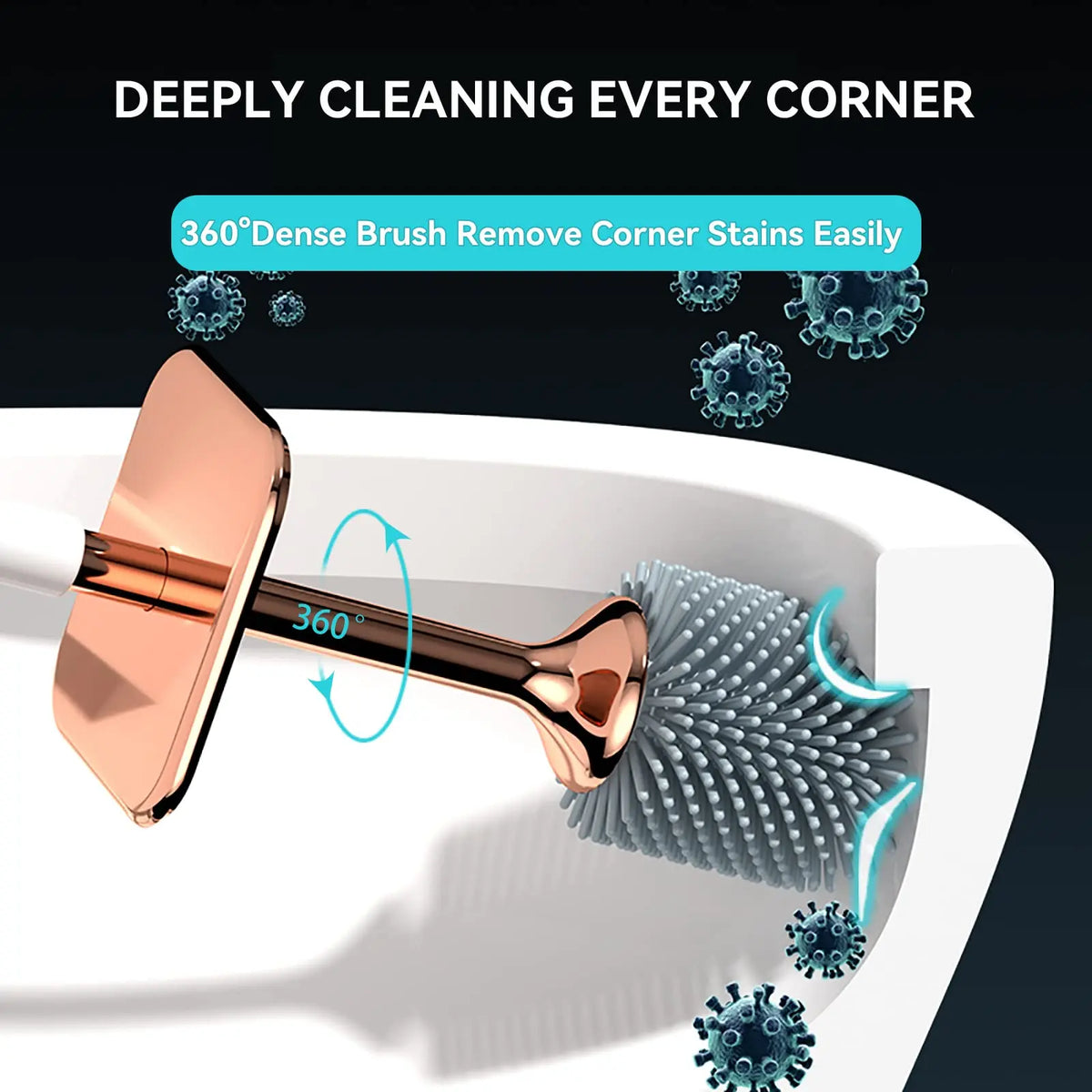 Aokala  Long Handle, Toilet Brush and Holder, Bathroom Brush Cleaner, Silicone Toilet Bowl Brush Set, Modern Bathroom Design, Durable Deep Cleaning Tool, Toilet Bowl Scrubber, Bathroom Cleaning Tools