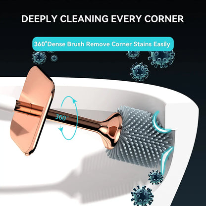 Aokala  Long Handle, Toilet Brush and Holder, Bathroom Brush Cleaner, Silicone Toilet Bowl Brush Set, Modern Bathroom Design, Durable Deep Cleaning Tool, Toilet Bowl Scrubber, Bathroom Cleaning Tools