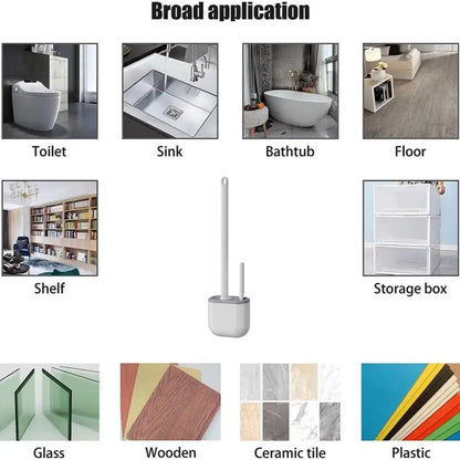 1 Set wall-mounted brush and bracket kit, Household Bathroom Silicone Toilet Brush And Holder Long-handled Cleaning Brush Multi-functional Toilet Brush No Drilling Needed Toilet Cleaning System Toilet Bowl Brush