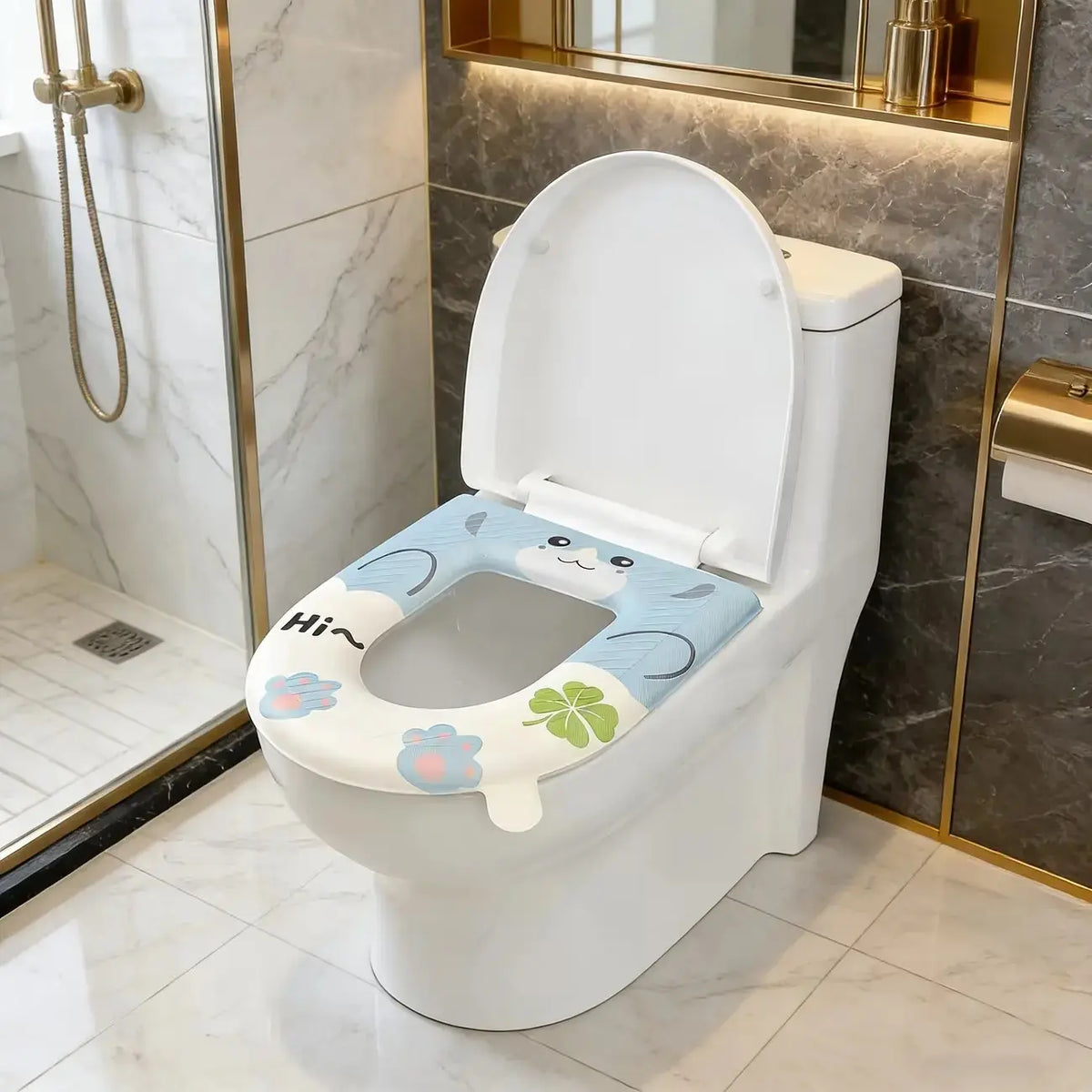 Cute Cat Design Toilet Seat Cover, Washable Toilet Pad, All-Season Single Piece, Comfortable & Durable, Perfect for Home Use