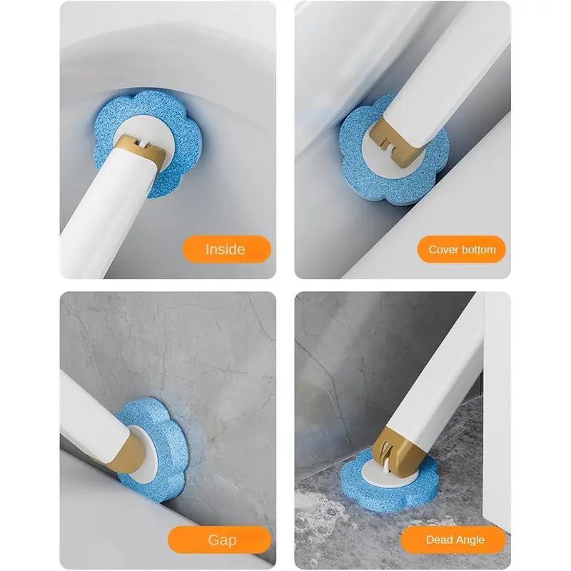 Wall-Mounted ABS Plastic Toilet Wand Disposable Cleaning Kit - Bathroom Cleaning Tool, Daily 17in Long Handle Lightweight Toilet Brush & Plungers, Ergonomic Handle, Soft Sponge Scrub, 1+18 Replaceable Heads, Space-Saving Storage Box for Small Bathrooms