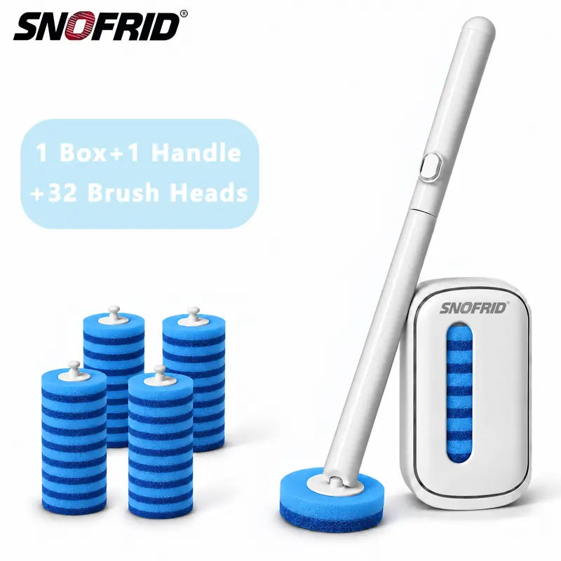 Snofrid Disposable Toilet Brush, Toilet Bowl Wand Holder Set with 24PCS Cleaner Refills, Bathroom Cleaning System for Sink Bathtub Drain Wash Basin UrinalWall-Mount Scrubbing Toilet Brush Bathroom Cleaning Kit