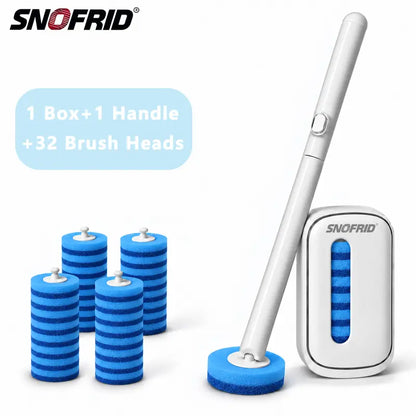 Snofrid Disposable Toilet Brush, Toilet Bowl Wand Holder Set with 24PCS Cleaner Refills, Bathroom Cleaning System for Sink Bathtub Drain Wash Basin UrinalWall-Mount Scrubbing Toilet Brush Bathroom Cleaning Kit