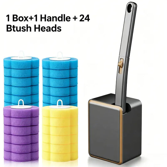 Disposable Toilet Brush Wand Cleaner Heads - 36 Pcs Auto-Flip Transparent/White Multifunctional Wall-Mount Space-Saver Scrubber, for Bathroom Toilet Bathtub Cleaning Supplies (Handles & Box Excluded)