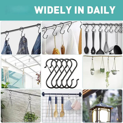 20 Pcs Heavy-Duty Steel S Hooks, 3.5-in Painted Steel Hooks with Adjustable Locking Clip, Fits 0.5-in Rods, Multi-Purpose for Hanging Plants, Closet Items, Kitchen Utensils