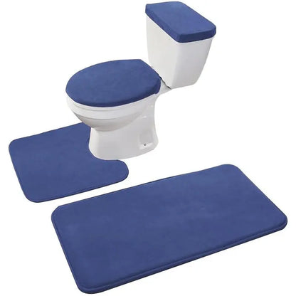 Black 4-Piece Soft Thick Velvet Memory Foam Bathroom Toilet Mat Set - Includes Toilet Seat Cover, Decorative Tank Cover, Bathroom Rug (Home Supply), Quantity Per Pack": "Four Pieces