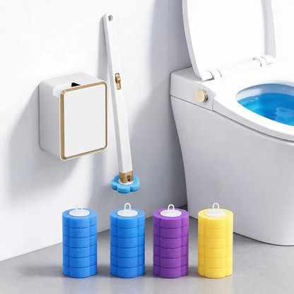 Disposable Toilet Brush Wand Cleaner Heads - 36 Pcs Auto-Flip Transparent/White Multifunctional Wall-Mount Space-Saver Scrubber, for Bathroom Toilet Bathtub Cleaning Supplies (Handles & Box Excluded)
