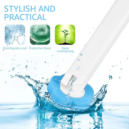 Disposable Toilet Bowl Brush Set with 24 Replacement Heads, Flower Shape Built-In Cleaning Liquid Fresh Head Always, Wall Mounted Anti-Fouling Holder, Long Handle No-Touch Deep Clean Household Bathroom Tool