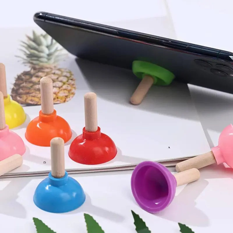 6PCS Toilet Plunger-Shape Sucker Holder, Playful Colorful Bathroom Accessory, Cellphone/PSP Mounting Support, 6-Piece Home Supplies for Bathrooms, Six Pieces