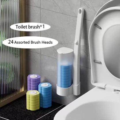 Wall-Mounted Toilet Wand Kit - Eco-Friendly Plastic Disposable Cleaning System with Sponge, 36 Replaceable Heads, Easy Swap, Plunger, Grey, Lavender & Ocean Scents, Adhesive Tape Install, Space-Saving Upgraded Toilet Brush Set for Modern Bathrooms