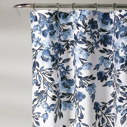 LUSH DÉCOR Shower Curtain Tanisha Floral Print, Lightweight Design, 72x72 inch, 100% Polyester Fabric, Machine Washable, for Bathroom & Guest Bathrooms