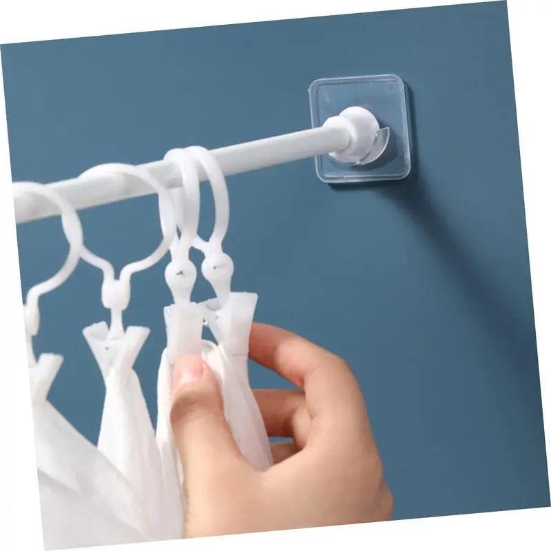 Adhesive Shower Curtain Rod Holder 2 Pack,Transparent Tension Bracket,No Drilling(Not Included Rod)（Only For Rods Less Than 1.2 Inch in Diameter at Both Ends）