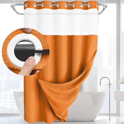 No Hook Washable Waffle Weave Shower Curtain with Snap in Liner -Waterproof Double Layer Shower Curtain With WashableInner Liner,  72 x75 Inch Showercurtain