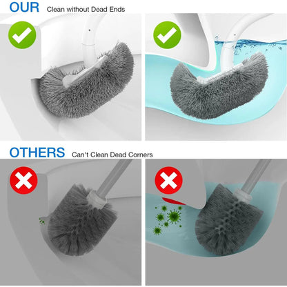 Wall-Mounted Toilet Brush Holder, Space-Saving Design, Curved Bristles Clean Corners, Quick-Dry Antibacterial, Easy Maintenance Bathroom Essential