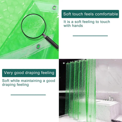 Water Cube Bath Liner, 3D EVA Lightweight Bath Liner Sleeve, Simple Home Decor Bath Curtain, Door Curtain, Partition Curtain, Metal Grommet, Bottom Counterweight, with 12 Plastic Hooks. 71*71 Inches, Lightweight Rain Curtain, Shower Curtain And Liner